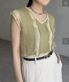 Thevon（ゼヴォン）フリンジフレンチニット ノースリーブのサムネイル