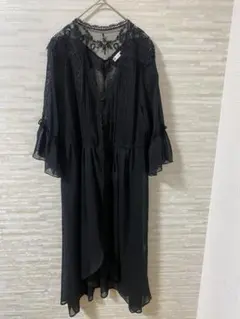 axes femme アクシーズファム 黒 レース ロングカーディガンM 刺繍のサムネイル