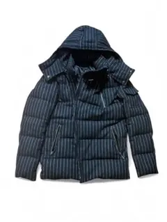最終値価]ネイビー ストライプ フード付きダウンジャケット定価(40