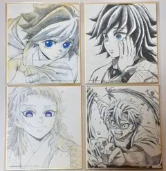 鬼滅の刃 柱稽古ダイニング・柱ダイニング 新規ランダム複製ミニ色紙B 4枚セット