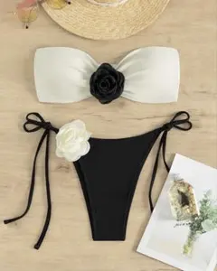【SHEIN】フラワーモチーフ セパレートビキニ モノトーンのサムネイル