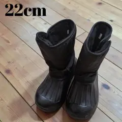 【22cm】子供用 スノーブーツ ブラック ボア 雪遊び スキー 冬靴