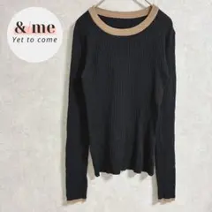 フリークスストア　長袖リブニット　配色　ブラック　ブラウン　ウール混