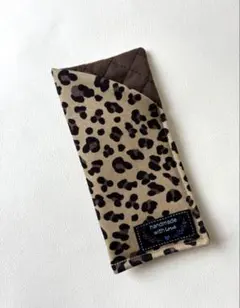 ハンドメイド　メガネケース　ヒョウ柄　ブラウン