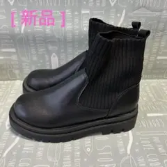 【新品未使用】サイドゴアブーツ 厚底BK 41(25.0〜25.5) 合成皮革