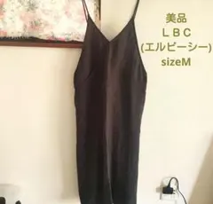 美品　リネン　カフェワンピ　ロングジャンパースカート　グレー　ナチュラル　ＬＢＣのサムネイル