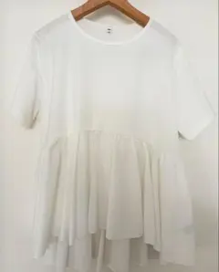 GU ペプラムTシャツ 白　コンビネーションT