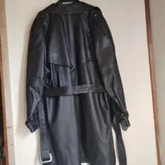 ASTOR KOBE★ブラックレザー羊皮 ロングコート ベルト付き