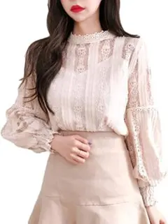 プチハイネック 総レース トップス