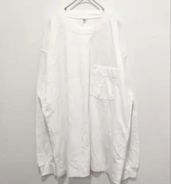 【美品】UNIQLO ユニクロ ロンT(XL)白 ポケット ビッグシルエット