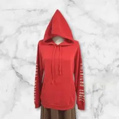 AMERICAN EAGLE ロゴ袖プリント 赤 フーディー パーカー アメカジのサムネイル