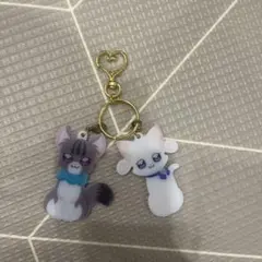 わんだふるぷりきゅあ！　ツインキーホルダー（ユキ&まゆの猫姿）