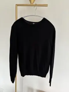 ユニクロ　クルーネックセーター　エキストラファインメリノウール　黒　S ブラック