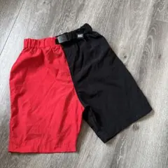 ハーフパンツ サイズ130 レッド ブラック ツートーンカラー 清涼速乾