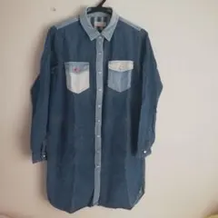 レディース　デニム生地のワンピース　シャツワンピース　Mサイズ　訳あり