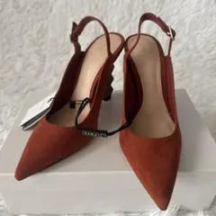【タグ付き】ZARA スエード ポインテッドトゥ バックストラップ ハイヒール
