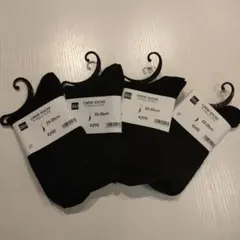 GU ブラック クルーソックス 4足セット 23-25cm