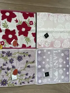 【新品未使用】LANVIN シビラ　花柄タオルハンカチ 4枚セット