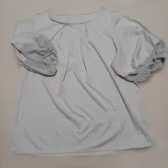 グレー ベージュ　バルーンスリーブ Tシャツ M