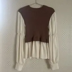 INGNI ボリューム スリーブ ドッキング ニット モカ