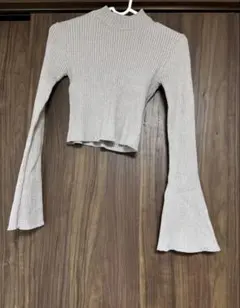 【新品】GRL ハイネック フレアスリーブ リブニット グレー