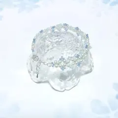 パールブルービーズ　ブレスレット　ハンドメイド