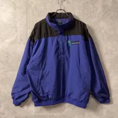 アノラック ハーフジップ プルオーバー ジャケット 青 黒 XL メンズ 古着
