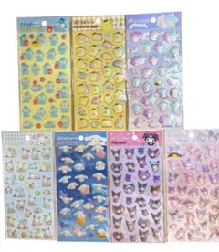 【本物】サンリオ ぷっくりシール 7枚セット キティ/マイメロ/クロミ 他