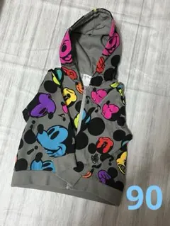 Disney ディズニー　カラフルミッキー　パーカー　グレー　90cm