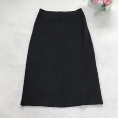 セポ ロングニットスカート レディースボトム シンプル カジュアル スリット 黒のサムネイル