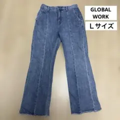 グローバルワークgoodデニムフレアパンツLブルーデニム83 美品　ゆったり