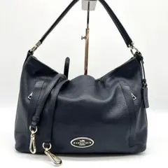 COACH コーチ スカウト 2way レザー ショルダーバッグ ネイビー