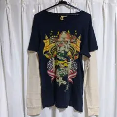 Ed Hardy エドハーディー ロンＴ Tシャツ 長袖 メンズ ブラック L