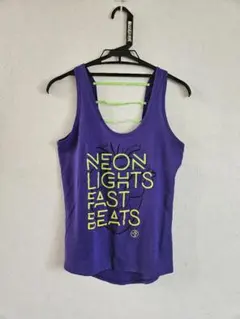 【正規品】ZUMBA 紫色 ネオンプリント タンクトップ XS ハロウィンカラー