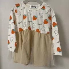 miffy いちご柄 長袖Tシャツ チュール チュニック 95 バースデイ