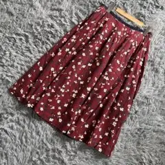 【匿名配送】yuni 花柄　スカート　レッド　ブリュデサロンのサムネイル