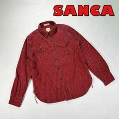 【SANCA】サンカ　ボタンシャツ　チェック柄　赤　レディース