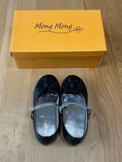 【中古品】Mong Mong キッズ シューズ19.0cm 黒色　子ども 靴