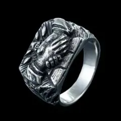【H294】リング　アクセサリー　メンズ　指輪　シルバー　握手　20号