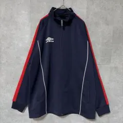 【美品】 アンブロ トラックジャケット ジャージ ネイビー ライン ロゴ Y2K