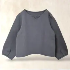 【SISVEIL】長袖トップス　M　グレー　Uネック　カジュアル　プルオーバー