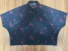 オーバーサイズ 花柄 半袖シャツ 黒・赤