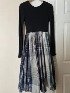 《美品》トラノイ ドローコードチェックワンピース ロング バルーン