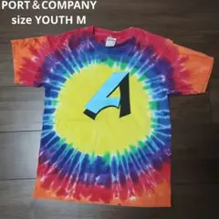 古着 YOUTHサイズ PORT＆COMPANY タイダイ柄 半袖Tシャツ A