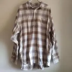 GU チェック柄 長袖シャツ XXL ダークホワイト/ブラウン 即購入可能！