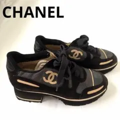CHANEL スニーカー ココマーク ブラック ベージュのサムネイル