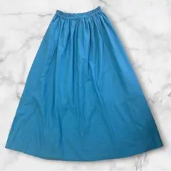 ☆SLOBE IÉNA 青緑色ロングスカート ウエストゴム 裏地付き
