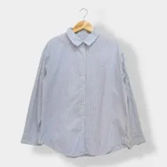 GU ジーユー 2WAYストライプオーバーサイズシャツ(長袖) ブルー M