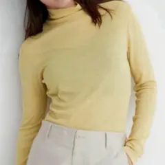 ユニクロ　シアージャージータートルネック イエロー XL