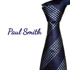 良品　ポールスミス　ネクタイ　ストライプ　シルク　ネイビー系　イングランド製